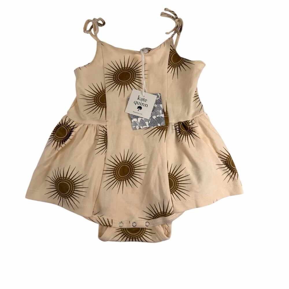 Kate Quinn Organic Cotton Tie-Strap Dress Romper 18-24m– Sun Print – NWT